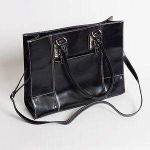 NWOT Wilsons Leather Black Shoulder Bag /Large Tote/ Briefcase w Laptop Sleeve